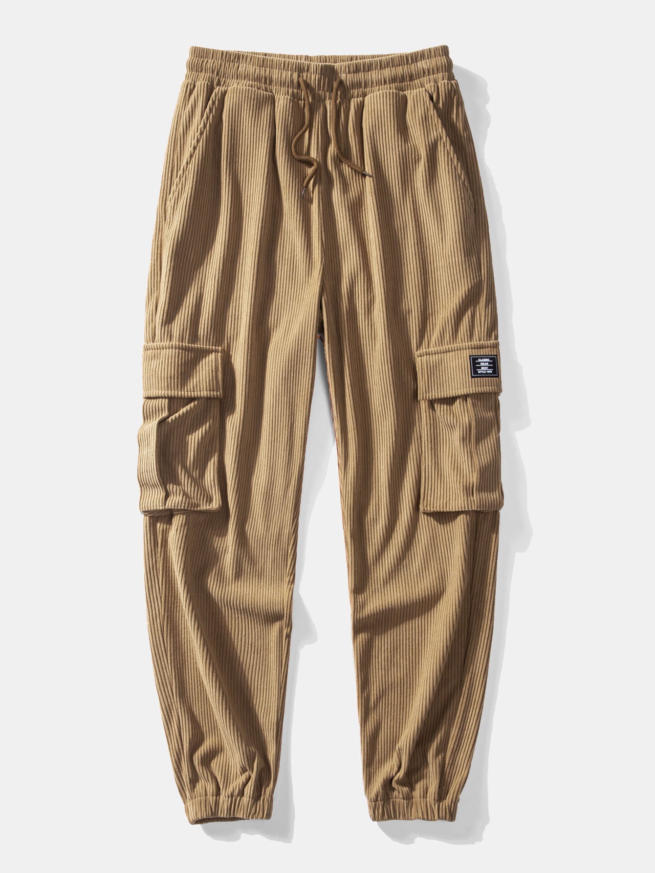 Cor Casaco de Teddy Fleece com Bloco de Cores & Calças Jogger de Corduroy com Corda