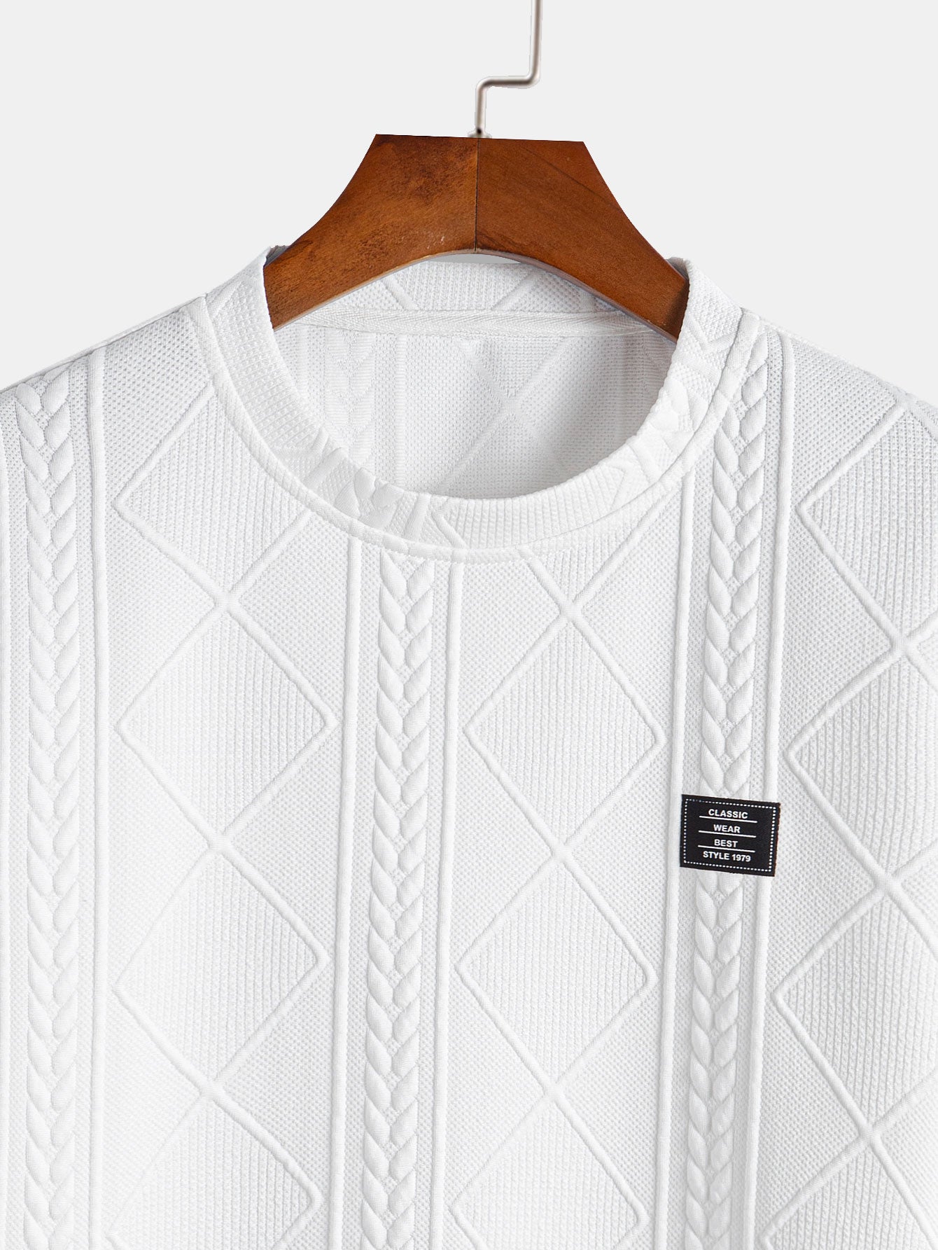 Camiseta geométrica de manga curta Jacquard Arc Hem e calças de corredor de carga de cordão de cordão