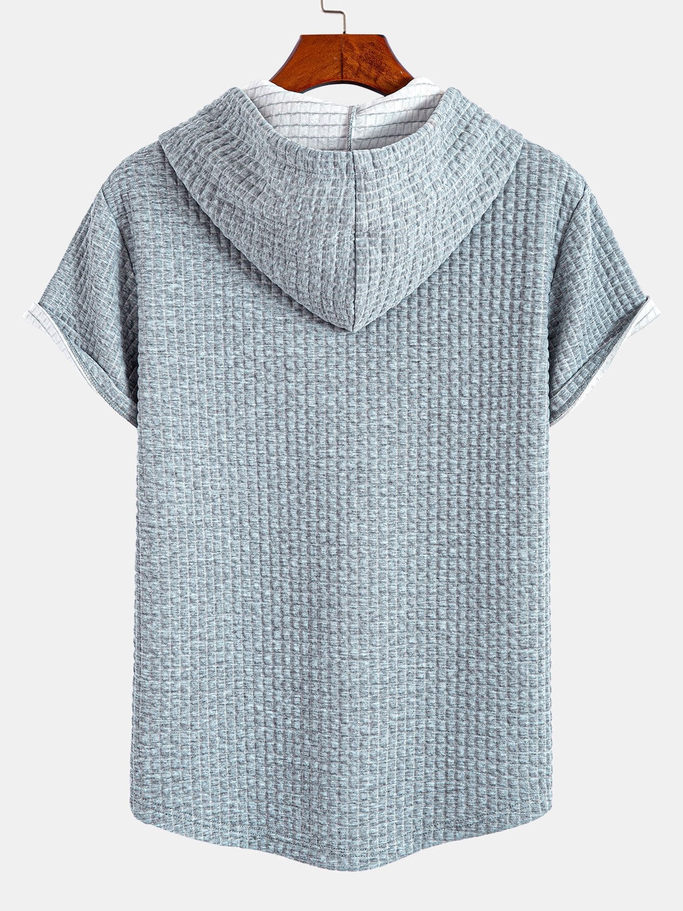 Waffle com capuz de arco camiseta de bainha e cordão de cordão de cordão calças de corredor