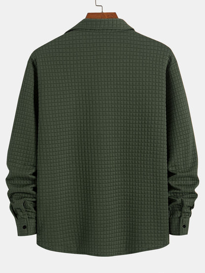 Waffle Button Up camisa e calça de corredor de carga de veludo de cordão drawtring