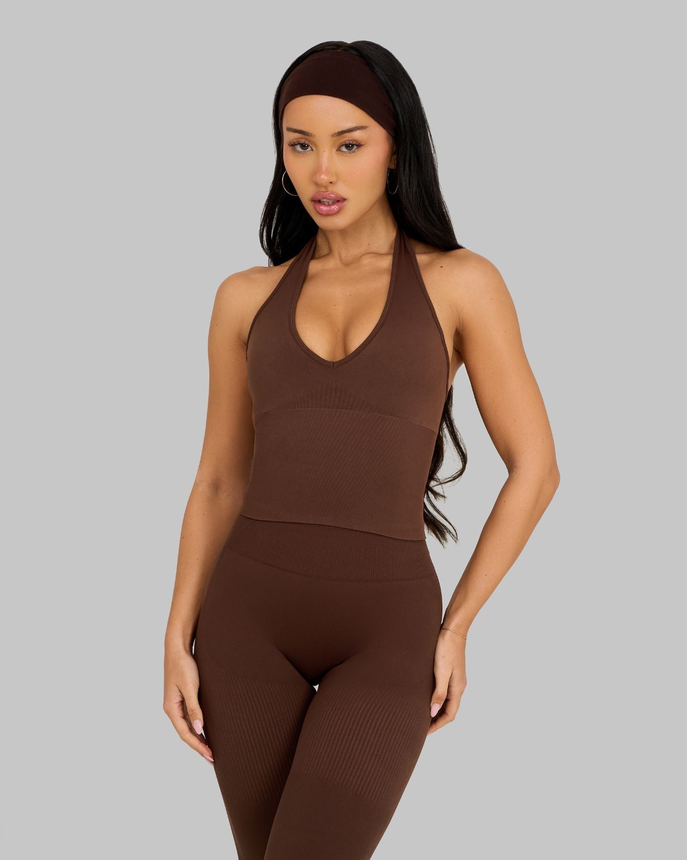 Elevate™ Sculpting Seamless Halterneck Top | Bourbon Brown