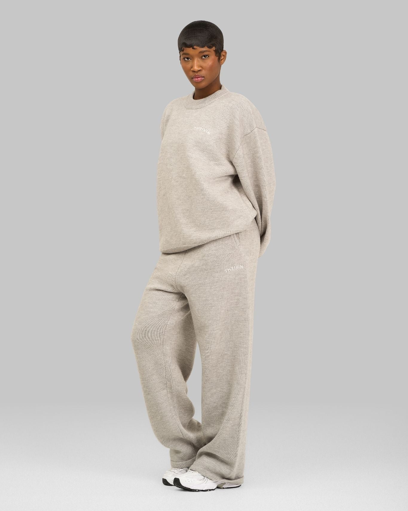 Essential Knitted Sweater & Trouser 2-Piece Set | Stone