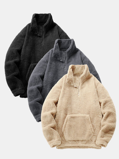 3 Peças de Moletom Teddy com Zíper de 1/4