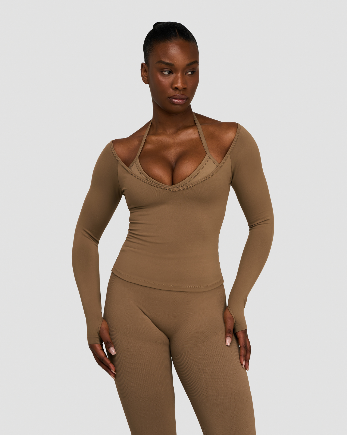 Haut Sculptant Sans Coutures Col V Elevate™ | Toffee
