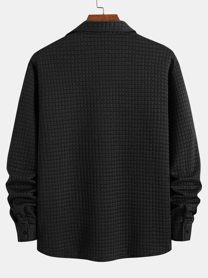 Waffle Button Up camisa e calça de corredor de carga de veludo de cordão drawtring