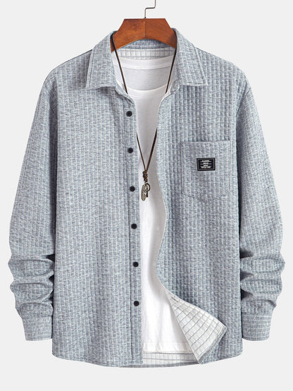 Waffle Button Up camisa e calça de corredor de carga de veludo de cordão drawtring