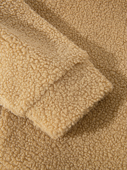 Cor Casaco de Teddy Fleece com Bloco de Cores & Calças Jogger de Corduroy com Corda