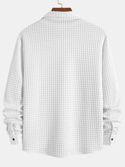 Waffle Button Up camisa e calça de corredor de carga de veludo de cordão drawtring