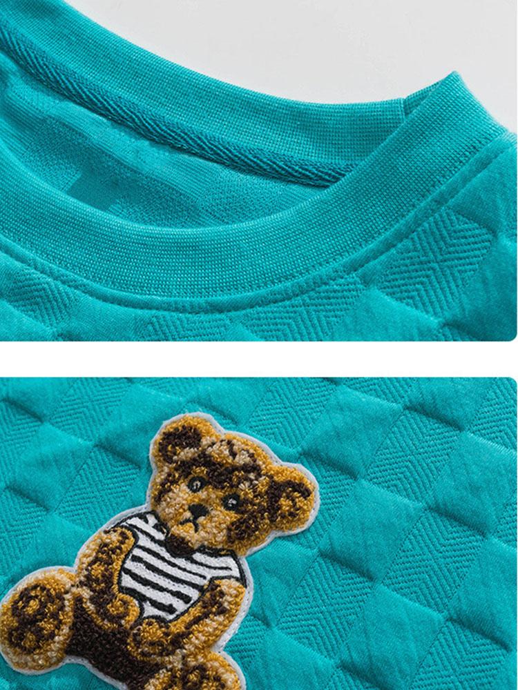 Relax Fit Bear Bear bordado Patch Patcherboard Jacquard Sweatshirt