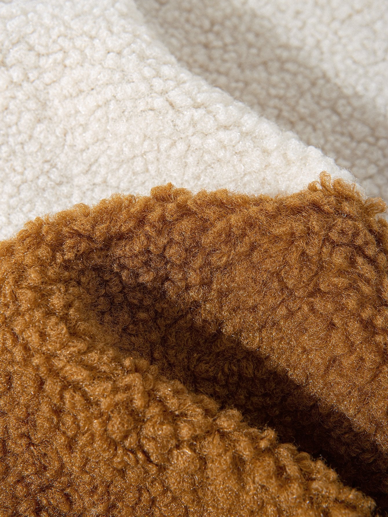 Cor Casaco de Teddy Fleece com Bloco de Cores & Calças Jogger de Corduroy com Corda